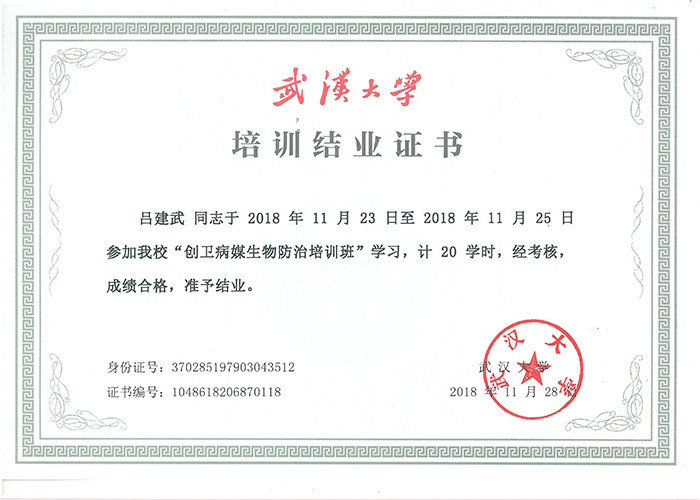 武汉大学创卫培训证书
